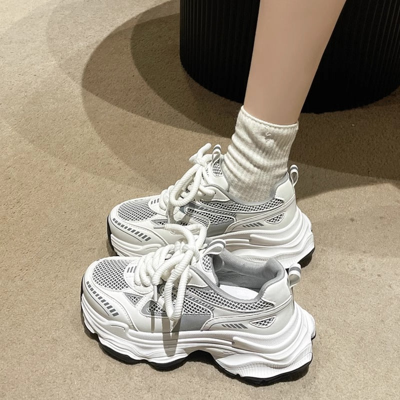 Dad shoes women's 2025 spring/summer new arrival: popular chunky platform sneakers - breathable mesh, versatile, lightweight, athletic & casual