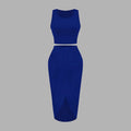 Amazon fashion cross-border women's sleeveless short tops + slit skirt two-piece suit