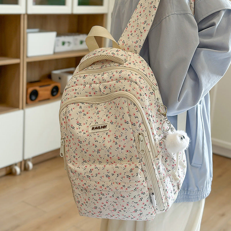 2025 new spring outing: stylish & chic solid color/floral casual student backpack - fresh & feminine everyday bag