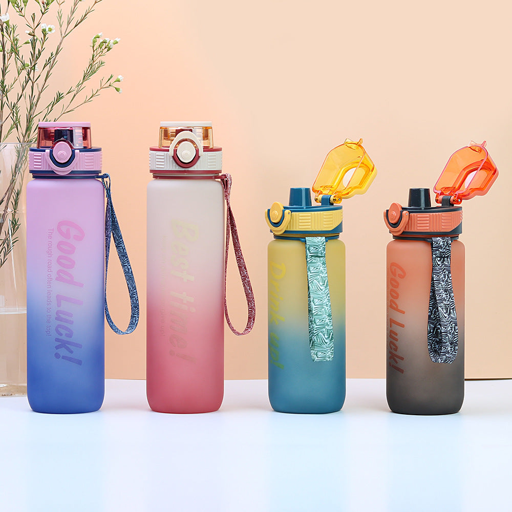 Factory customized cross-border gradient plastic water bottle - portable, large capacity, for outdoor sports and fitness