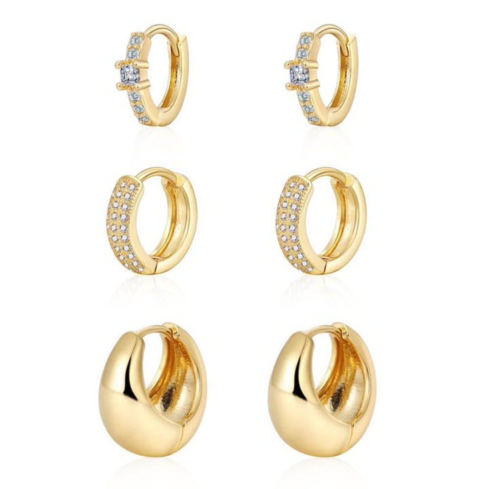 European and american cross-border new thick open c earrings 14k gold-plated copper cartilage earrings women's niche high-end sense of light luxury earrings