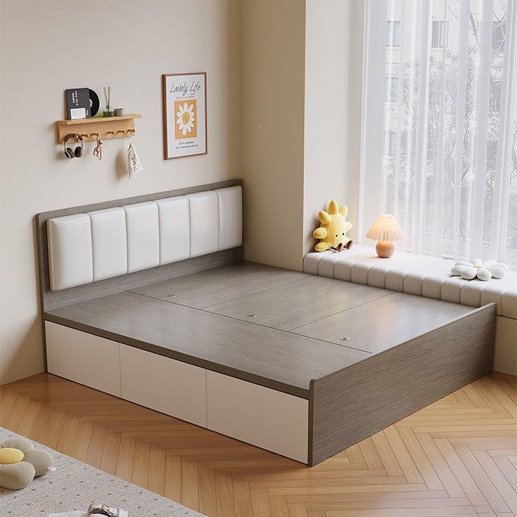 Small apartment box bed, large capacity with drawer storage, double floor-standing low bed, bay window tatami flip-top storage bed