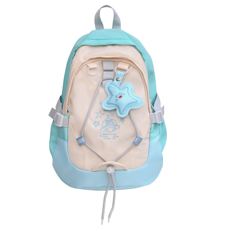 School bag female college student 2023 new large-capacity Korean version versatile contrasting backpack junior high school student high school backpack
