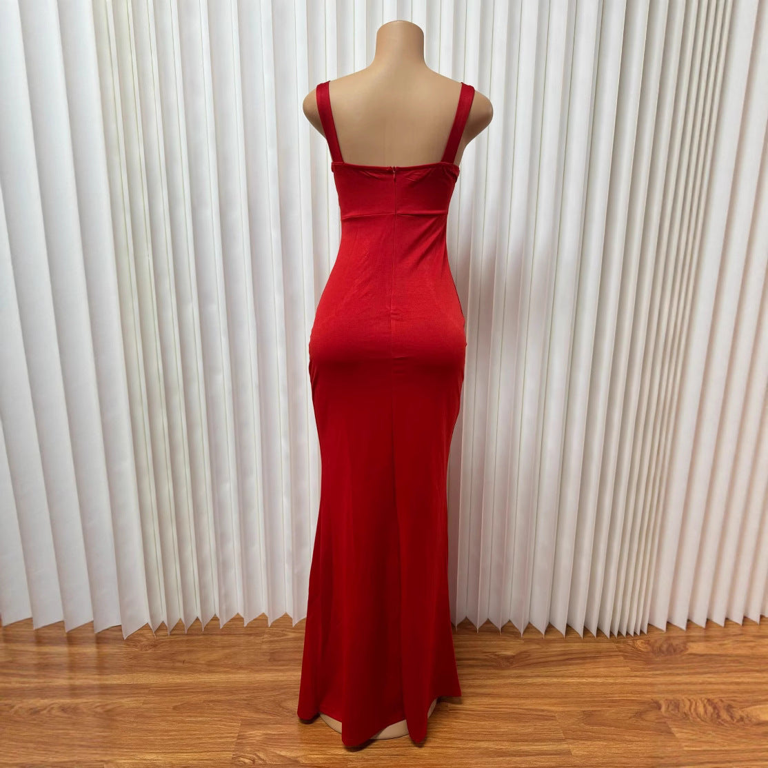 Europe, America,  's new women's clothing, sexy flash diamond decorative hip-wrapped slim suspender dress