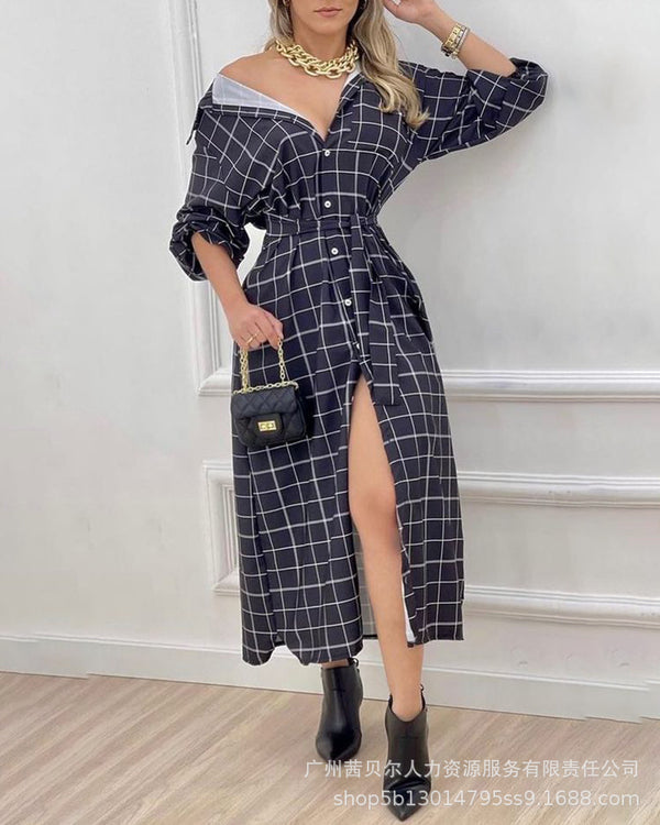 Spot  2022 European and American new ethnic style loose waist urban leisure loose pullover dress