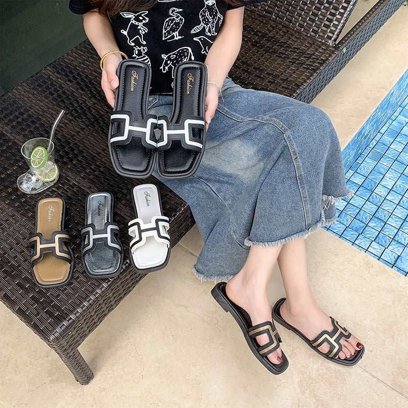 2025 new one-strap slippers: summer home flat slippers, women's beach sandals, sweet & stylish fashion slides