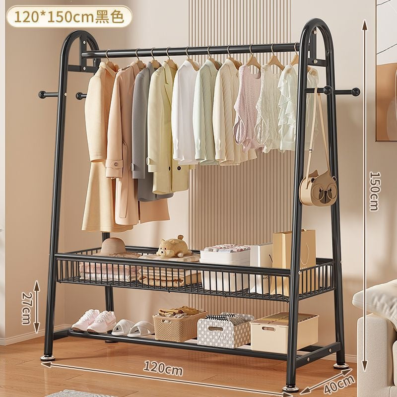 New arrival big mac extra thick floor-standing bedroom clothes hanger for home indoor clothes drying storage coat rack combination
