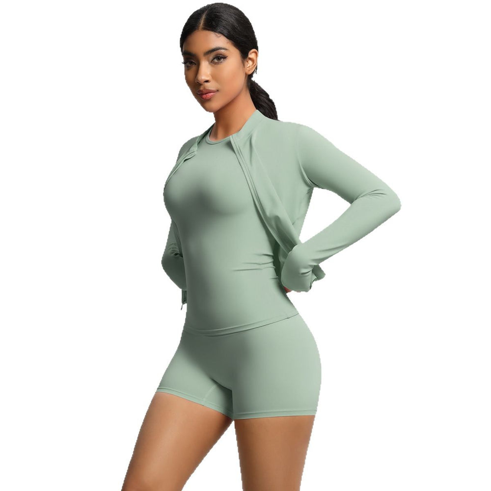 New arrival: barely-there brushed solid color outerwear with casual yoga set - perfect for outdoor running, sports, and fitness (3-piece set)