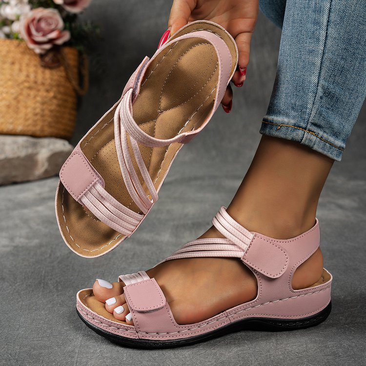 Amazon  summer new plus size cross-border sandals women's roman style comfortable velcro outdoor sandals wholesale