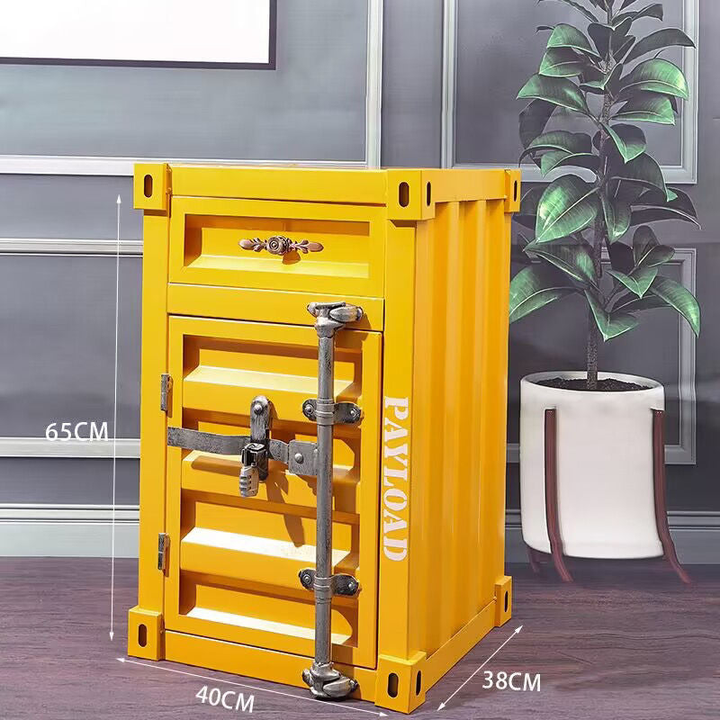 Container industrial style bedside small cabinet iron bedside table creative office side cabinet storage cabinet bedroom storage cabinet