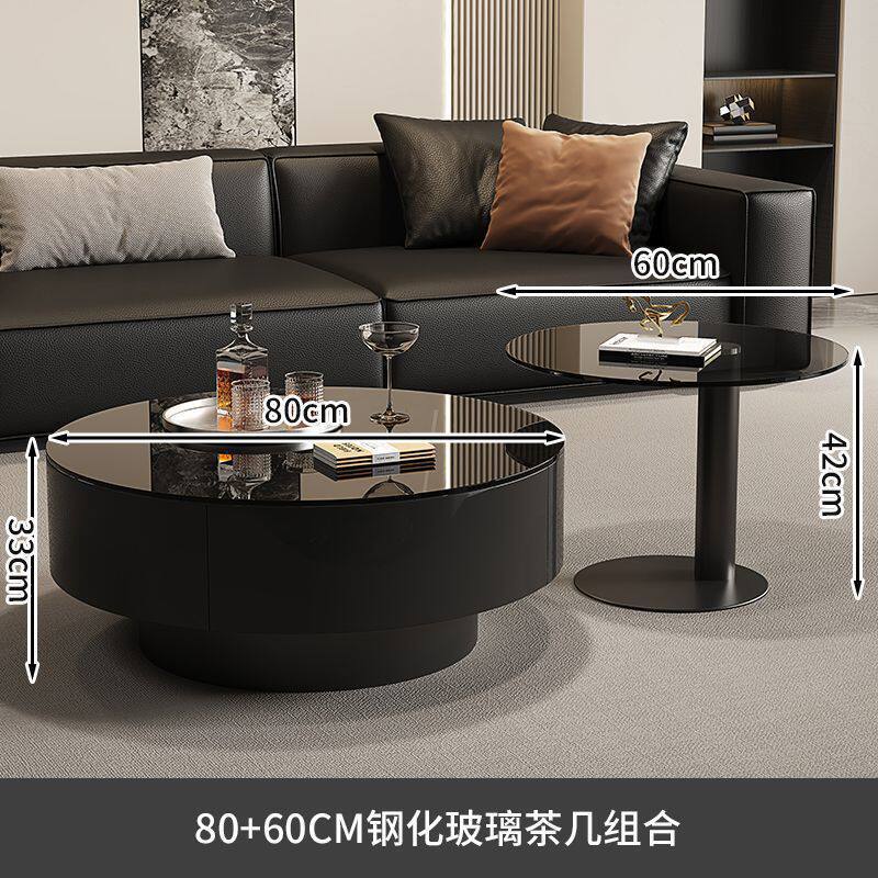Luxury designer italian minimalist high-end living room home small apartment round glass combination coffee table