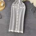 Elegant chanel-inspired striped dress - women's summer high-end fashion casual long knit vest dress