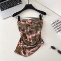 Sexy hot girl style camouflage tube top vest women's summer silm waist slimming lookwork clothing beautiful back suspender tops