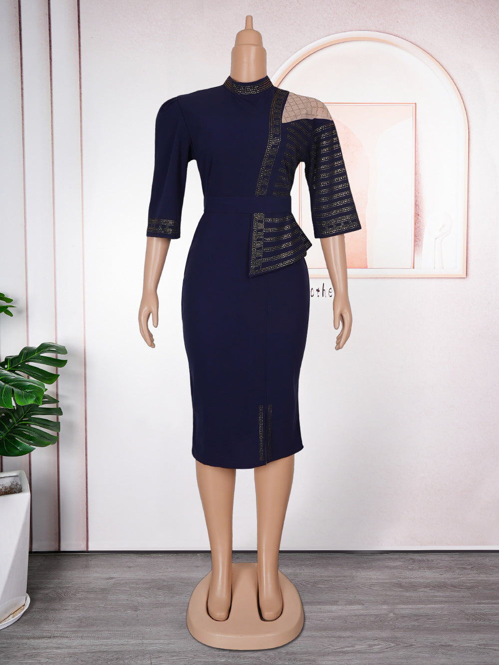 e-commerce  fashionfashion women's clothing hot diamond beads african  plus sizeelegantwork clothingdress
