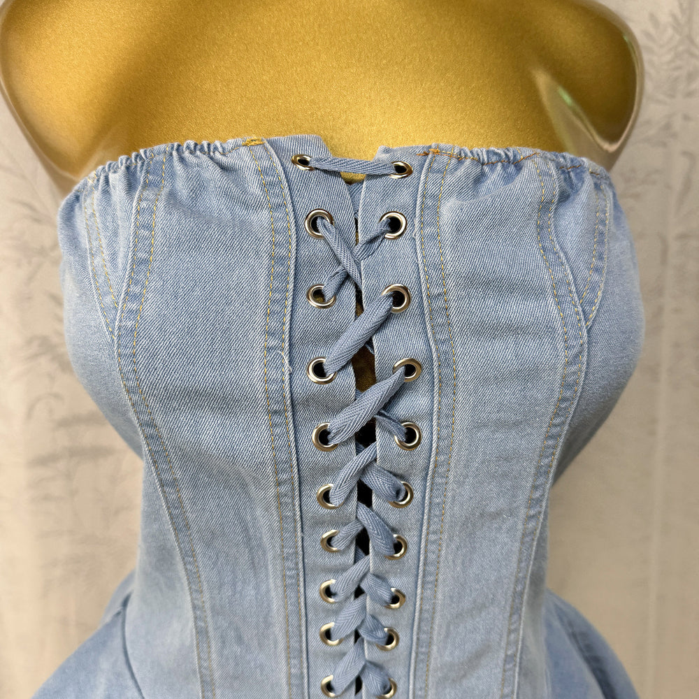 summer new european and american sexy fashion bandeau denim jumpsuit with straps and wide leg shorts for women
