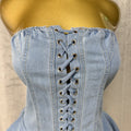 summer new european and american sexy fashion bandeau denim jumpsuit with straps and wide leg shorts for women