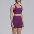 New arrival cross-border double-sided brocade back cross tight-fitting breathable yoga suit sports running fitness two-piece set for women