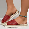 Export sequinflats fish mouth sandals women's fashionplus size shiny open toe soft bottom sandals cross-border export shoes wholesale