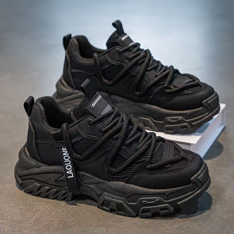Men's shoes 2025 winter new mesh versatile high-end casual shoes youth sports chunky sole dad shoes