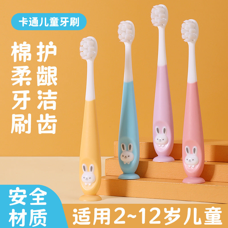 Infant and toddler toothbrush, cartoon rabbit hair planting soft hair toothbrush 1-12 years old baby soft hair oral cleaning toothbrush box
