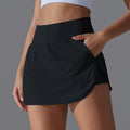 New arrival cool sun protection tennis skirt high waist tight slimming lookfake two-piece skirt women's back waist flap pocket pants sports yoga skirt