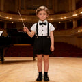 Source factory flower girl dress short-sleeved white shirt children's host piano performance evening dress kids first birthday dress