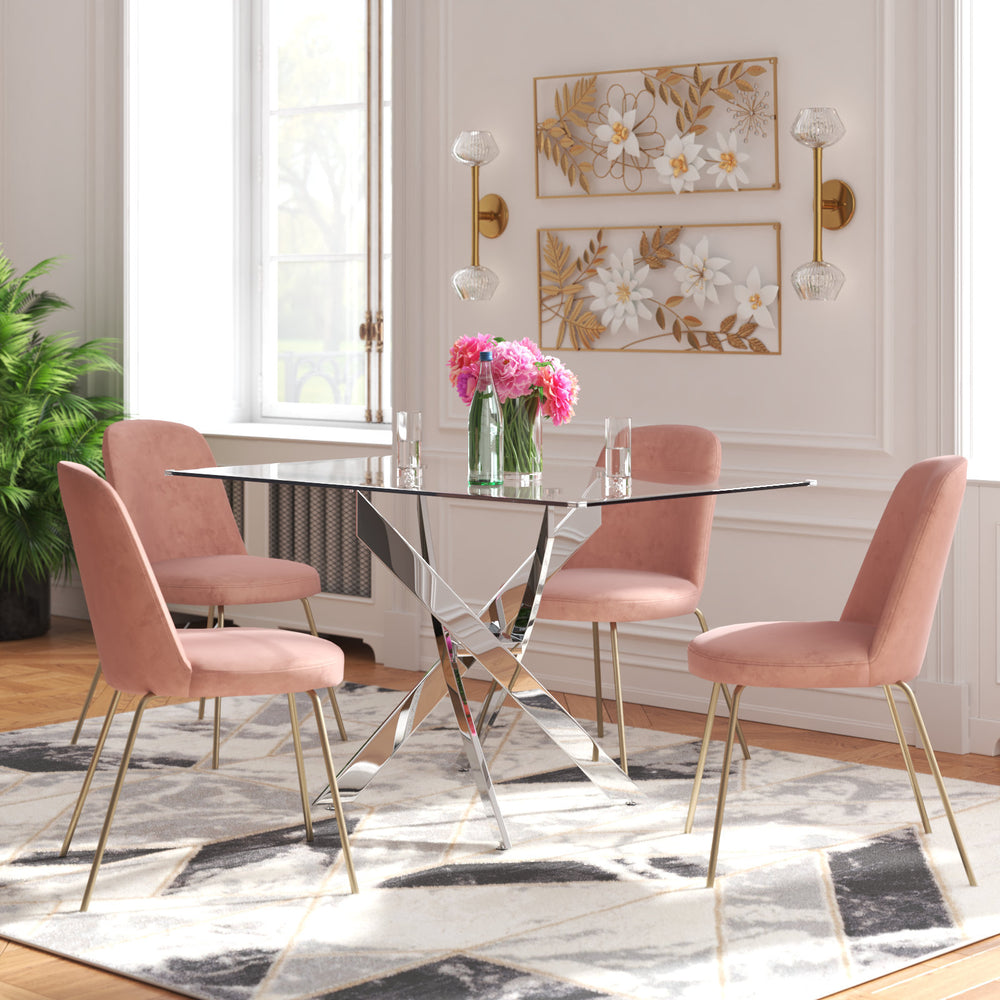 Tempered glass dining table - modern minimalist design for small spaces - rectangular dining table and chairs set