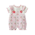 Baby girl summernew arrival short-sleeved jumpsuit girl summer clothes romper thin strawberry flying sleeves newborn jumpsuit