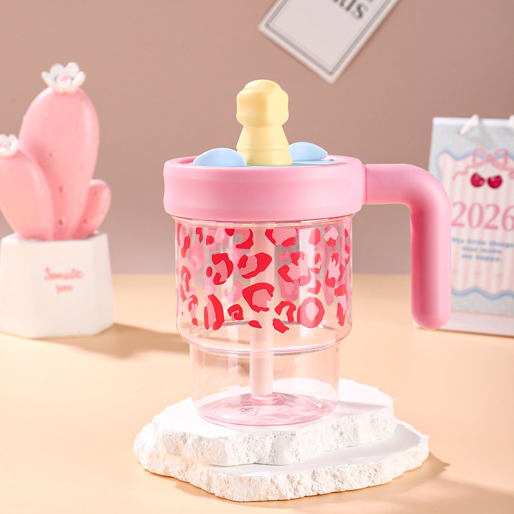 Summer new arrival: high-style straw cup, large capacity ice tumbler, portable cute plastic water bottle for kids, students (unisex)