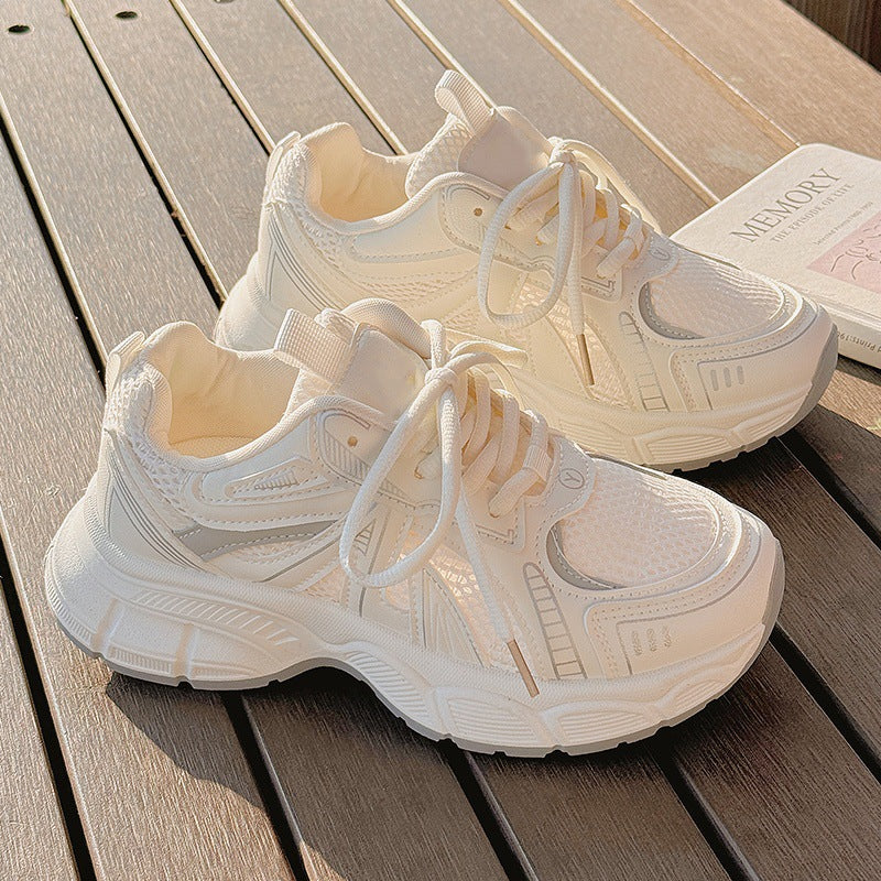 Dad shoes for women, 2026 spring/summer new collection, breathable mesh sneakers with chunky platform soles for added height, perfect for pairing with skirts, athletic and casual style