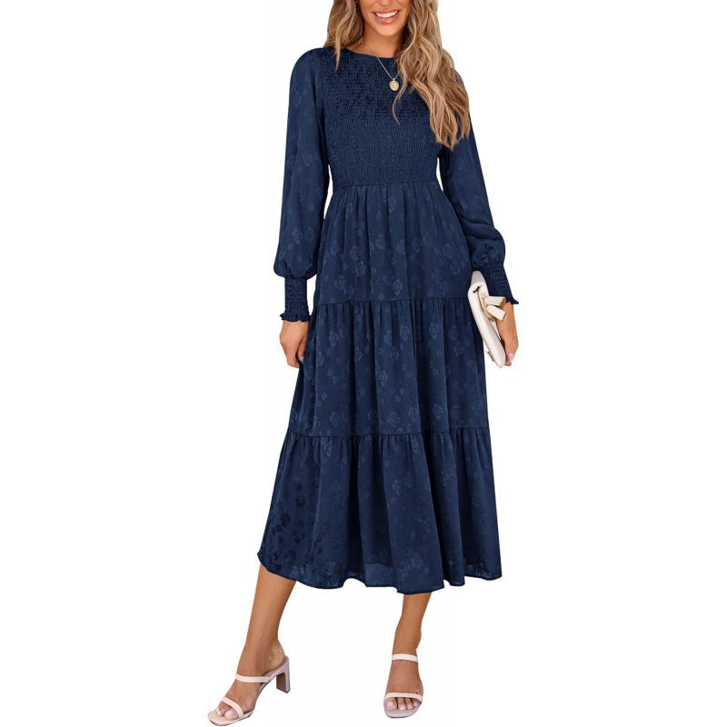 Amazon fashion elegant floral long sleeve dress women's  spring new arrival - graceful and flowy