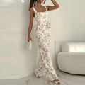 women's summer new arrivals:  cross-border fashion printed ruffle trim cami casual set (us/eu style)