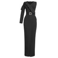 Aliexpress african plus size women's ol commuter style long asymmetrical bodycon one-shoulder dress