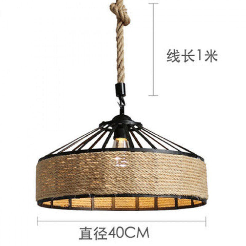 American country hemp rope chandelier yurt retro industrial style personalized hemp rope creative restaurant wrought iron bar lamps