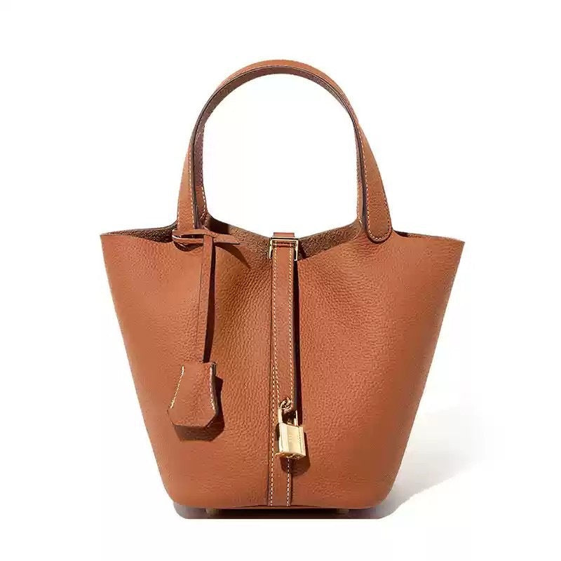 Bags 2024 new arrival bucket bag vegetable basket women's bag genuine leather satchel bag mommy bag bridal wedding bag high-end