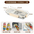 304 stainless steel divided lunch box - airtight food storage container for prepping meals, perfect for office workers and students. microwave safe