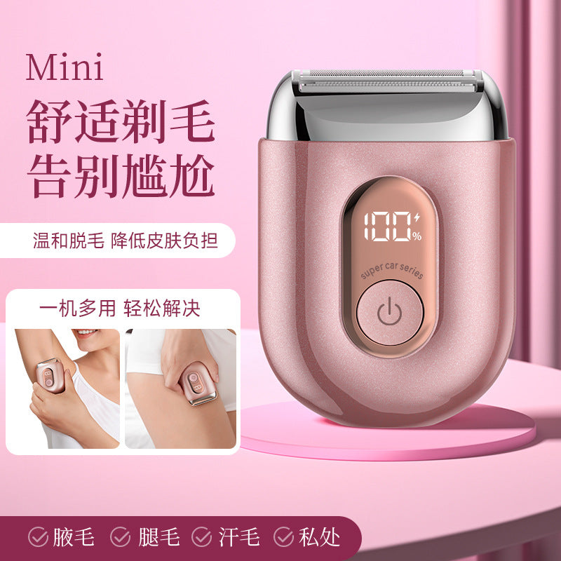 Mini reciprocating double-blade electric shaver - portable travel, full body washable, women's hair removal device