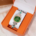2025 new live stream peacock green women's versatile quartz wristwatch - cross-border little green retro green quartz watch