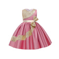 Kids green satinsequinlace baby girl first birthday dress skirt flower girls' dresses