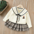 Kids' knit cardigan & sweater set -  autumn new arrivals - preppy style girls' fashion - dropshipping available - two-piece children's clothing set