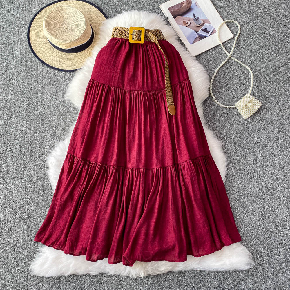 White midi skirt for women, summer  collection: petite-friendly, high-waisted, slimming, flowy, tiered cake skirt