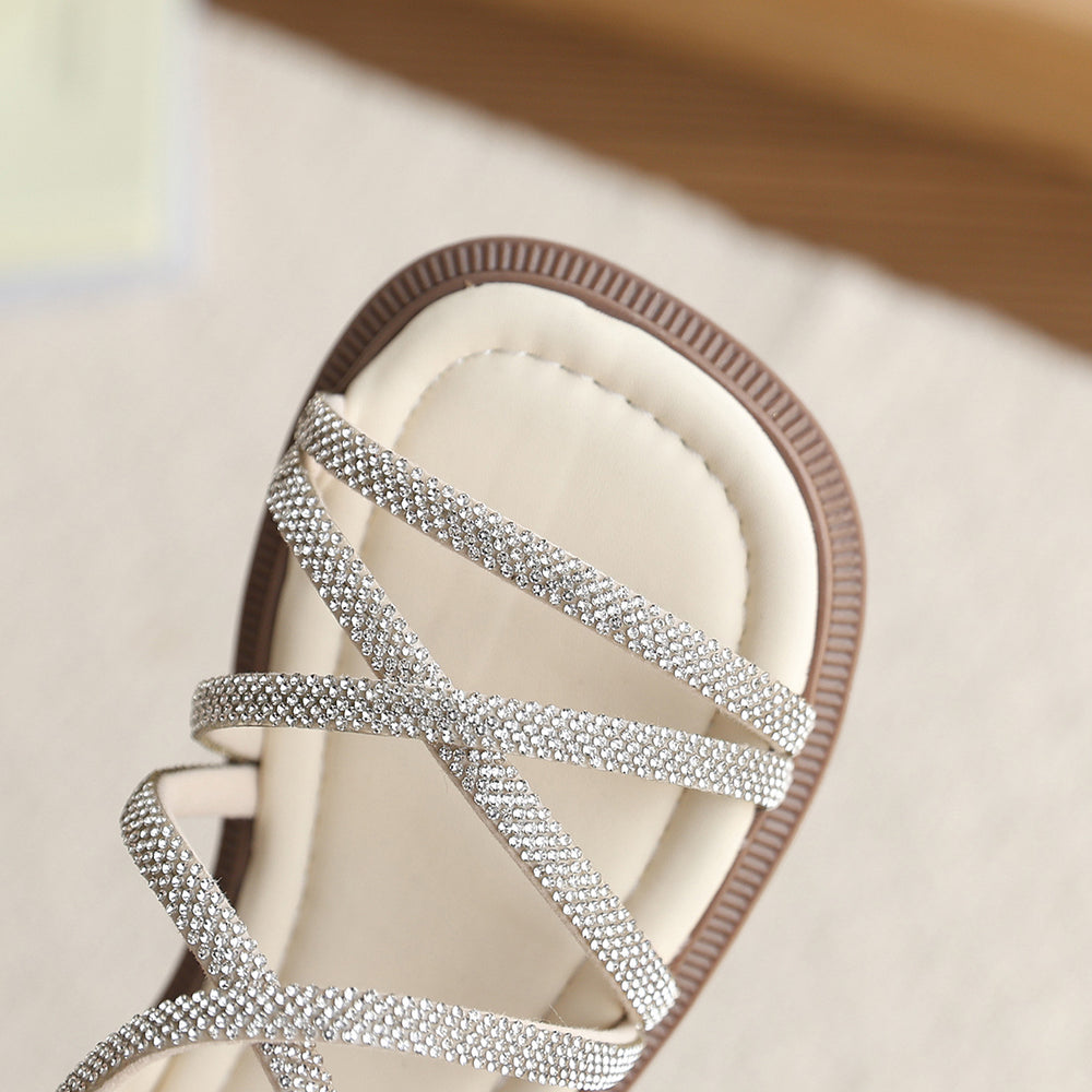 Girls' sandals: stylish rhinestone princess shoes for baby girls, new summer  collection, soft-soled beach sandals for kids