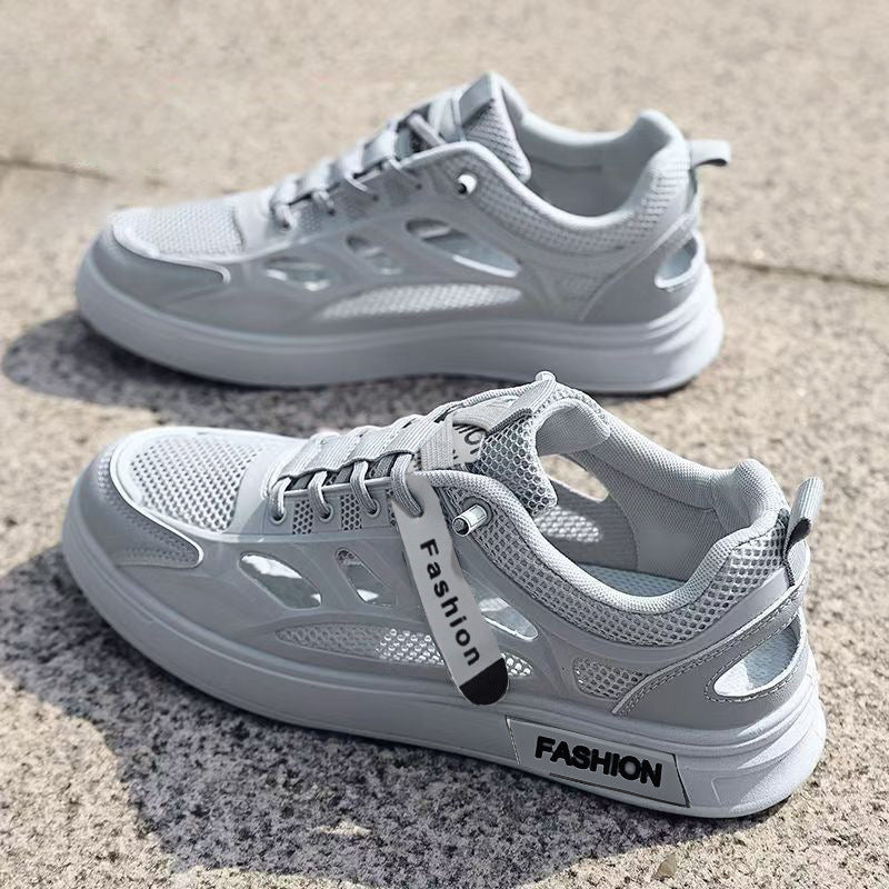Men's white shoes summer hollow crocs men's breathable easiest for match sneakers wading and river tracing shoes student sandals men