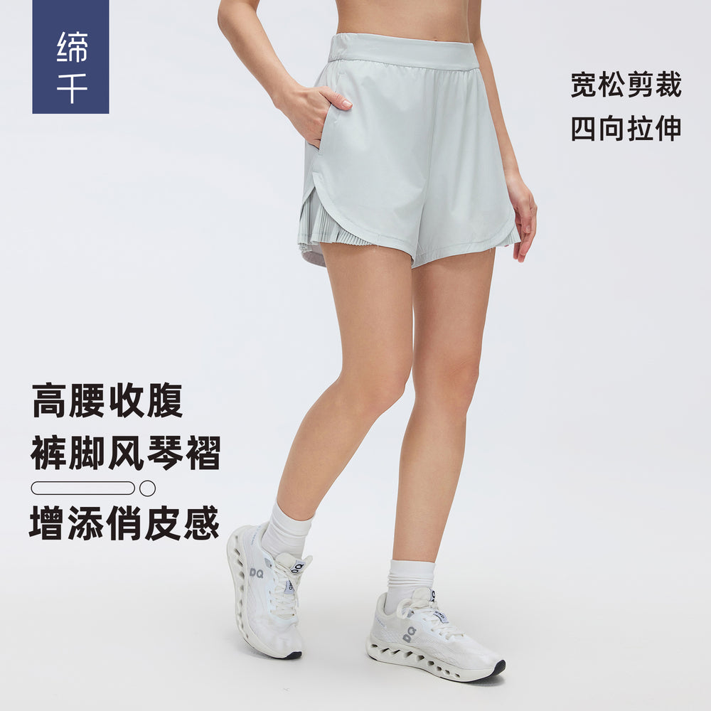 Quick-drying loose sports shorts for women, outdoor running training shorts, high waistslimming look yoga fitness pants d26070