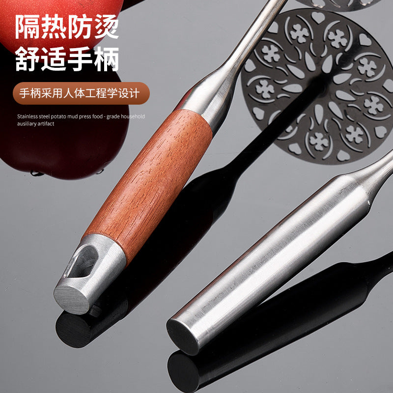 304 stainless steel thickened rosewood handle manual masher - potato masher for baby food and purees