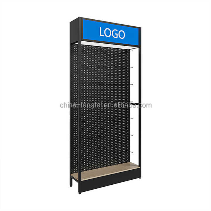Color logo with light box back plate round hole hook mobile phone accessories display stand display cabinet