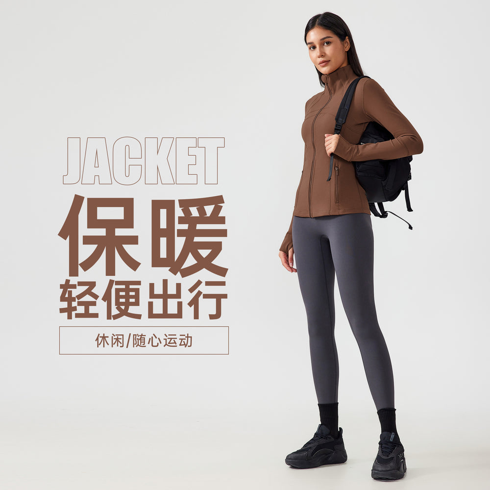 Fall and winternew arrival yoga sports outwear women's elastic zipper running fitness yoga long sleevestopsjacketz18031