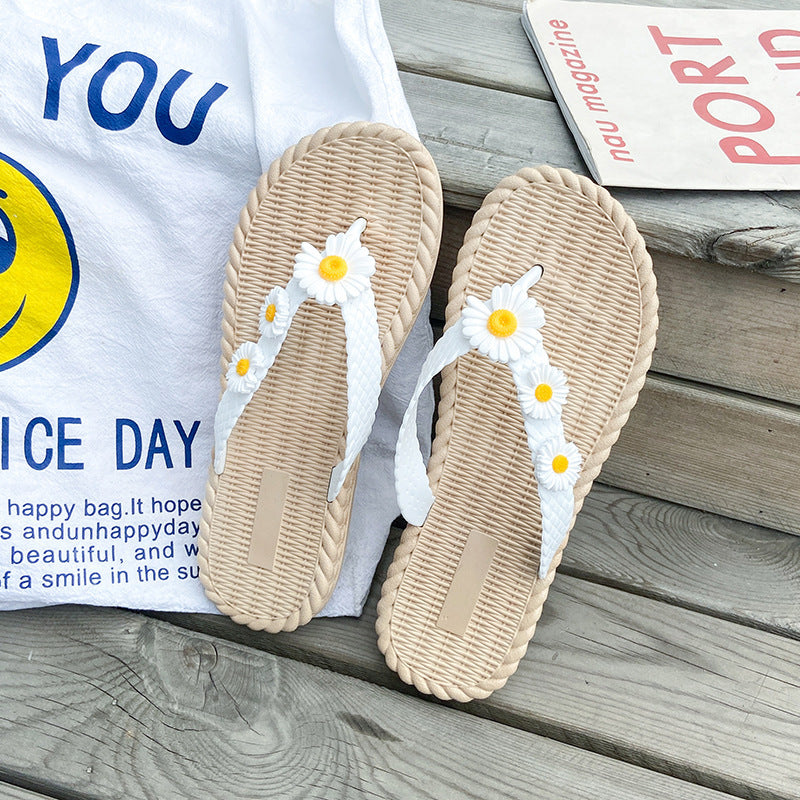 New arrival three flowers summer flip-flops women's outwear k-style non-slip women's flats sandals beach delivery