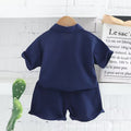 Boys' summer outfit: two-piece korean style polo shirt and shorts set - short sleeve activewear for kids