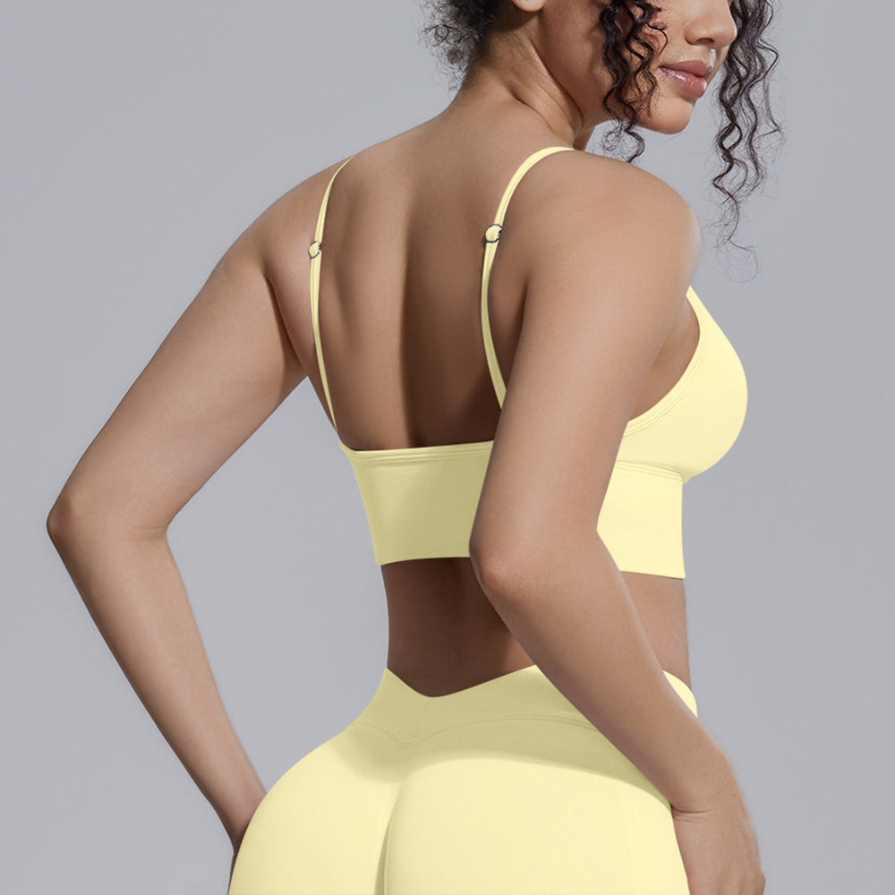 New double-strap seamless yoga bra - sexy back design, quick-dry activewear top for running, fitness, and yoga